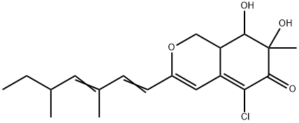 6H-2-Benzopyran-6-one, 5-chloro-3-(3,5-dimethyl-1,3-heptadienyl)-1,7,8,8a-tetrahydro-7,8-dihydroxy-7-methyl- (9CI),167173-89-9,结构式