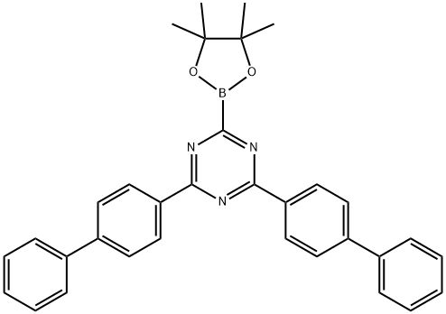 1,3,5-Triazine, 2,4-bis([1,1'-biphenyl]-4-yl)-6-(4,4,5,5-tetramethyl-1,3,2-dioxaborolan-2-yl)- 结构式