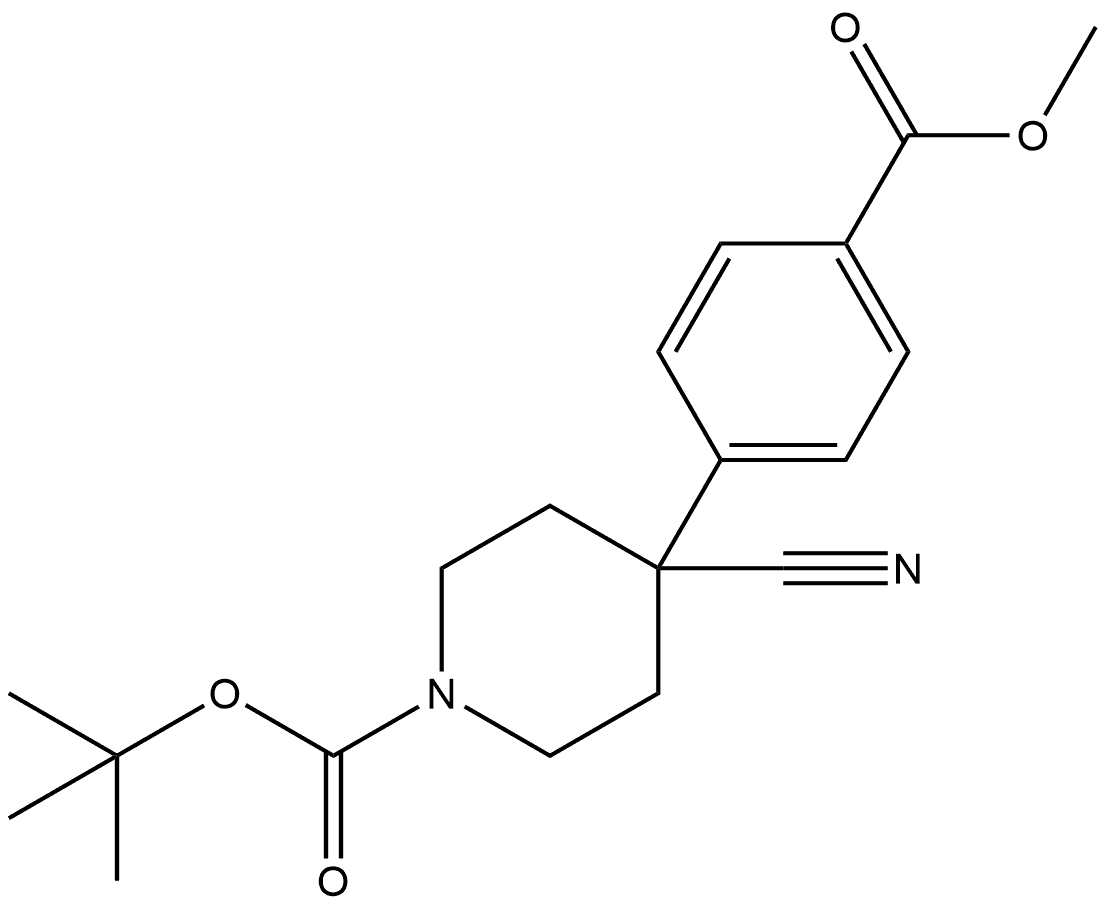 tert-butyl 4-cyano-4-(4-(methoxycarbonyl)phenyl)piperidine-1-carboxylate,1673527-07-5,结构式