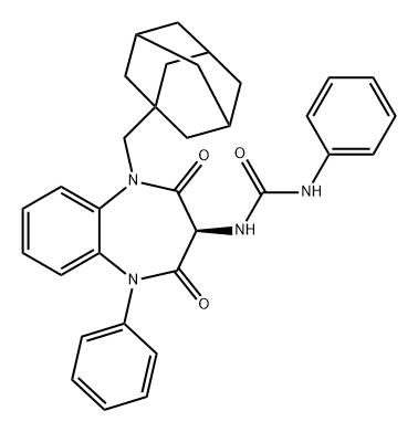 Urea, N-phenyl-N'-[(3R)-2,3,4,5-tetrahydro-2,4-dioxo-1-phenyl-5-(tricyclo[3.3.1.13,7]dec-1-ylmethyl)-1H-1,5-benzodiazepin-3-yl]- Structure