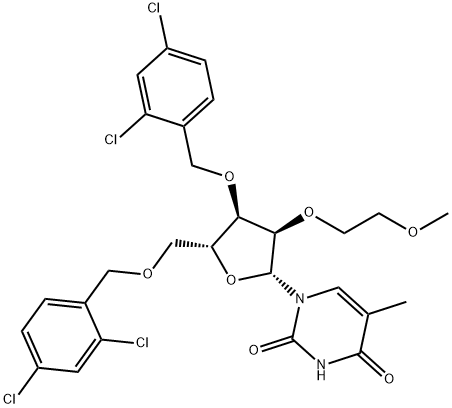 Uridine, 3',5'-bis-O-[(2,4-dichlorophenyl)methyl]-2'-O-(2-methoxyethyl)-5-methyl- (9CI) Struktur