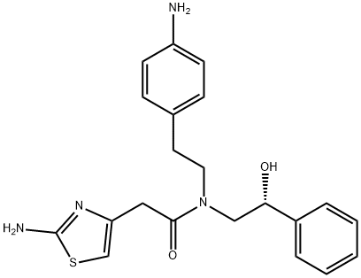 4-Thiazoleacetamide, 2-amino-N-[2-(4-aminophenyl)ethyl]-N-[(2R)-2-hydroxy-2-phenylethyl]- 化学構造式
