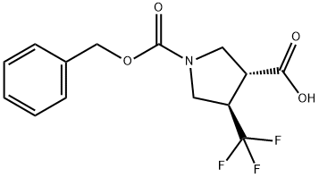 rac-(3R,4R)-1-[(benzyloxy)carbonyl]-4-(trifluorome thyl)pyrrolidine-3-carboxylic acid Struktur