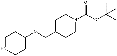 1-Piperidinecarboxylic acid, 4-[(4-piperidinyloxy)methyl]-, 1,1-dimethylethyl ester Struktur