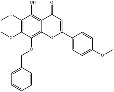 4H-1-Benzopyran-4-one, 5-hydroxy-6,7-dimethoxy-2-(4-methoxyphenyl)-8-(phenylmethoxy)- Structure