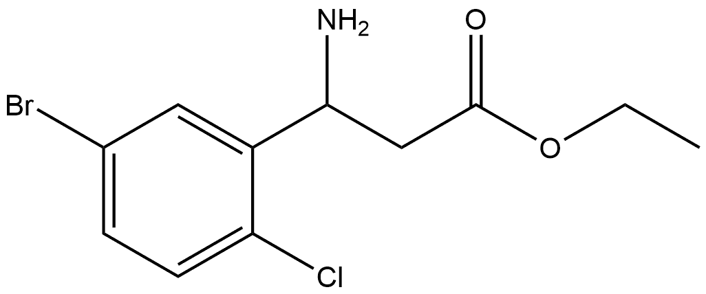 Benzenepropanoic acid, β-amino-5-bromo-2-chloro-, ethyl ester 结构式