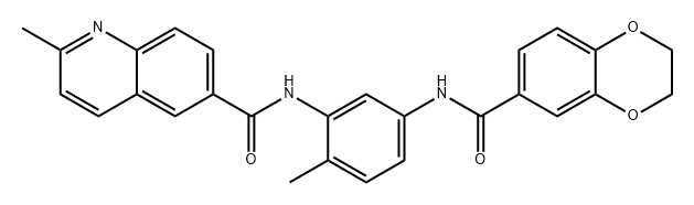 6-Quinolinecarboxamide, N-[5-[[(2,3-dihydro-1,4-benzodioxin-6-yl)carbonyl]amino]-2-methylphenyl]-2-methyl- Structure