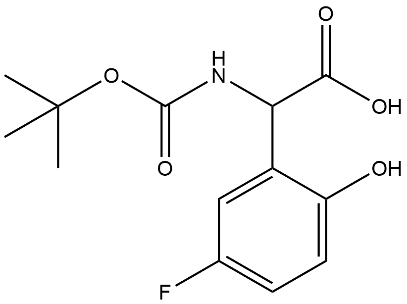 2-((tert-butoxycarbonyl)amino)-2-(5-fluoro-2-hydroxyphenyl)acetic acid 化学構造式