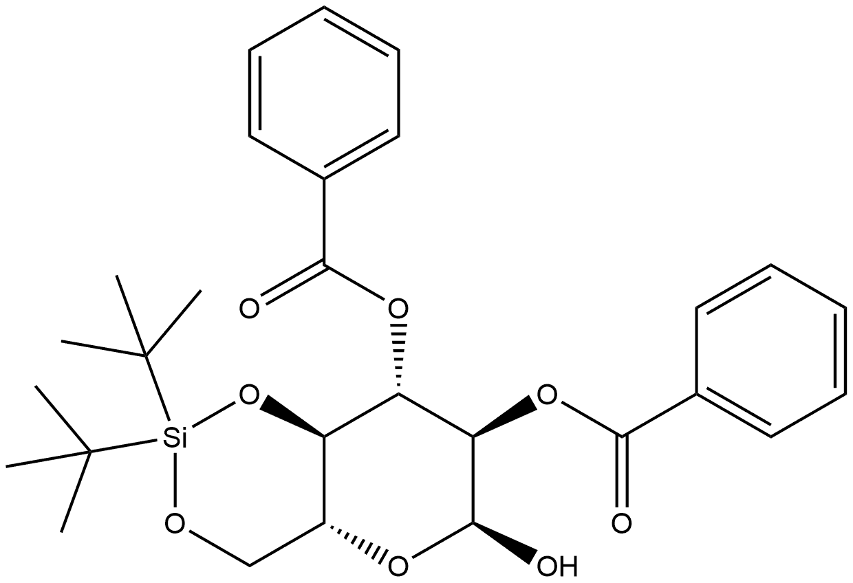 2,3-di-O-benzoyl-4,6-O-(di-tert-butylsilanediyl)-α-D-glucopyranose Structure