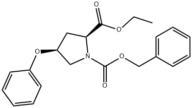 1,2-Pyrrolidinedicarboxylic acid, 4-phenoxy-, 2-ethyl 1-(phenylmethyl) ester, (2S,4S)- Struktur