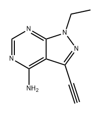 1-乙基-3-乙炔基-1H-吡唑并[3,4-D]嘧啶-4-胺 结构式