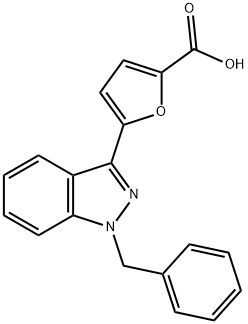 2-Furancarboxylic acid, 5-[1-(phenylmethyl)-1H-indazol-3-yl]- Structure