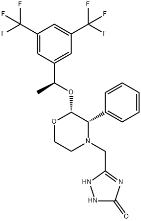 3H-1,2,4-Triazol-3-one, 5-[[(2R,3S)-2-[(1S)-1-[3,5-bis(trifluoromethyl)phenyl]ethoxy]-3-phenyl-4-morpholinyl]methyl]-1,2-dihydro- Struktur