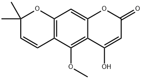 2H,8H-Benzo[1,2-b:5,4-b']dipyran-2-one, 4-hydroxy-5-methoxy-8,8-dimethyl- (9CI) 化学構造式