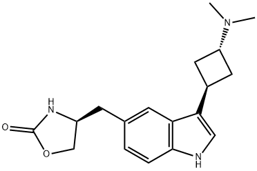 2-Oxazolidinone, 4-[[3-[trans-3-(dimethylamino)cyclobutyl]-1H-indol-5-yl]methyl]-, (4S)- Struktur