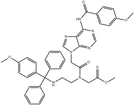 METHYL N-<2-((4-METHOXYPHENYL)-DIPHENYLMETHYLAMINO)ETHYL>-N-<(N6-(4-METHOXYBENZOYL)-ADENIN-9-YL)ACETYL> GLYCINATE, 172405-39-9, 结构式