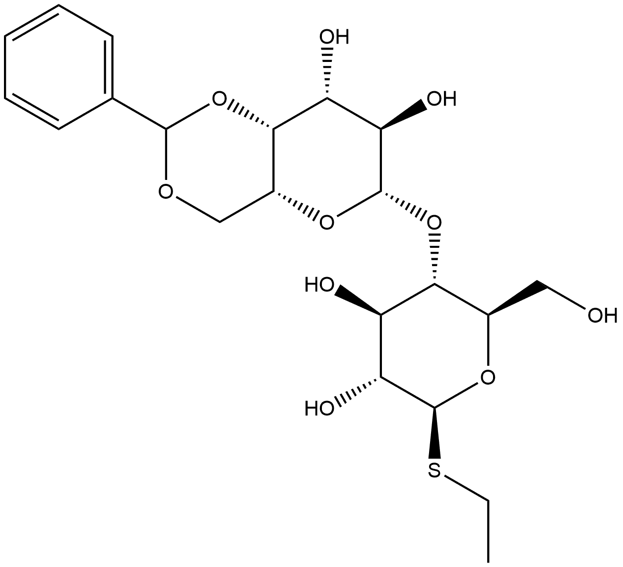 B - D - Glucopyranoside , ethyl 4 - O
- [ 4,6-0 - ( phenylmethylene ) -
Dgalactopyranosyl ]
1 - thio- ( 9CI , ACI ) 结构式