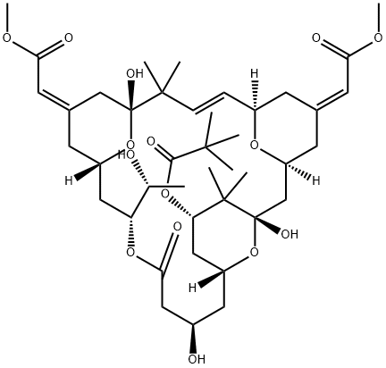Propanoic acid, 2,2-dimethyl-, (1S,3S,5Z,7R,8E,11R,13Z,15S,17R,21R,23R,25S)-1,11,21-trihydroxy-17-(1R)-1-hydroxyethyl-5,13-bis(2-methoxy-2-oxoethylidene)-10,10,26,26-tetramethyl-19-oxo-18,27,28,29-tetraoxatetracyclo21.3.1.13,7.111,15nonacos-8-en-25-yl est Structure