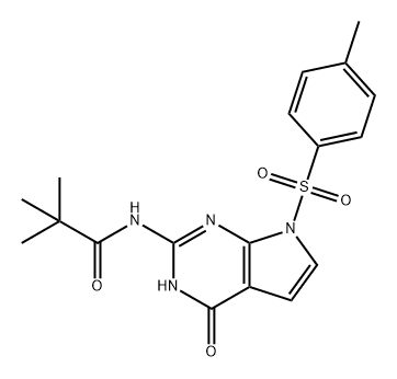 Propanamide, N-[4,7-dihydro-7-[(4-methylphenyl)sulfonyl]-4-oxo-3H-pyrrolo[2,3-d]pyrimidin-2-yl]-2,2-dimethyl- 结构式