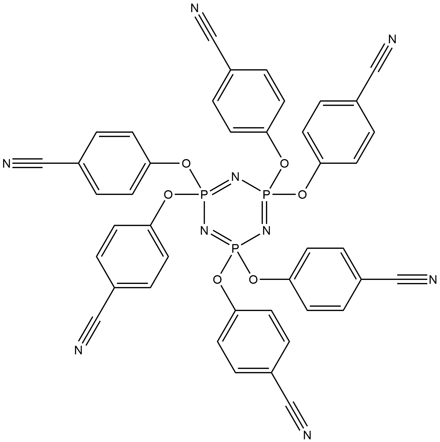 Benzonitrile, 4,4',4'',4''',4'''',4'''''-[2λ5,4λ5,6λ5-1,3,5,2,4,6-triazatriphosphorine-2,4,6-triylidenehexakis(oxy)]hexakis- Structure