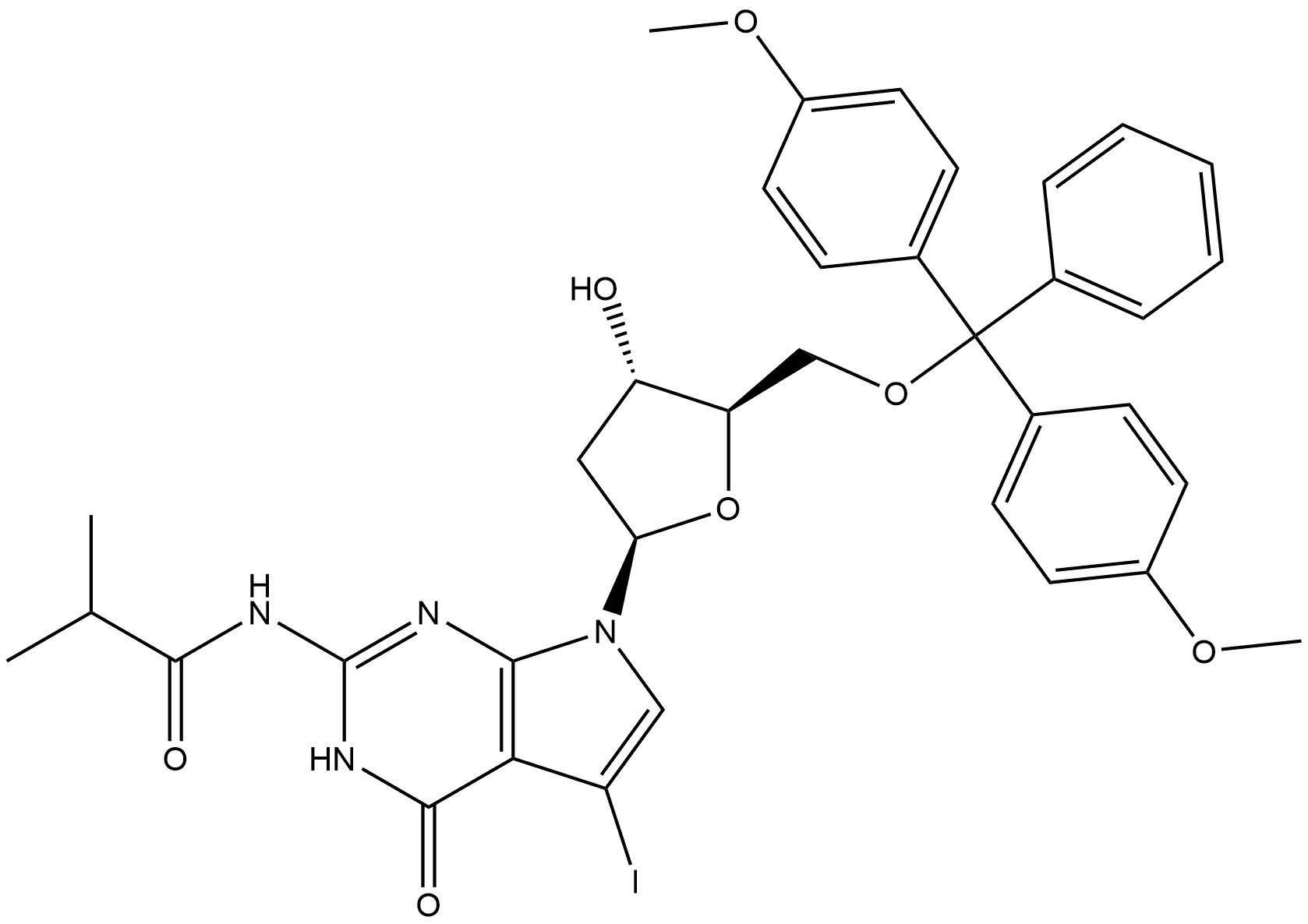 5'-O-DMT-N2-iBu-7-iodo-7-deaza-2'-deoxyguanosine Structure