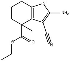 Benzo[b]thiophene-4-carboxylic acid, 2-amino-3-cyano-4,5,6,7-tetrahydro-4-methyl-, ethyl ester Structure