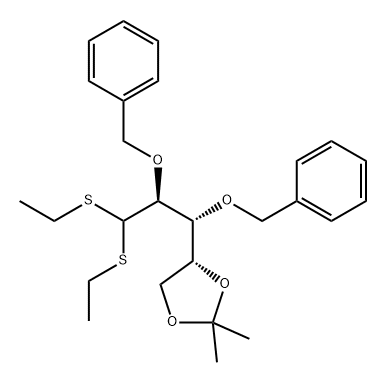 D-Arabinose, 4,5-O-(1-methylethylidene)-2,3-bis-O-(phenylmethyl)-, diethyl dithioacetal (9CI) 化学構造式
