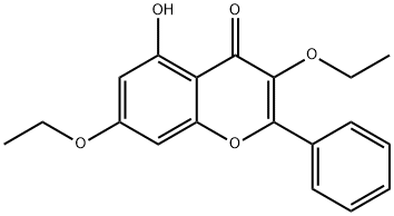 4H-1-Benzopyran-4-one, 3,7-diethoxy-5-hydroxy-2-phenyl- Struktur