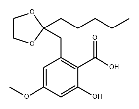 Benzoic acid, 2-hydroxy-4-methoxy-6-[(2-pentyl-1,3-dioxolan-2-yl)methyl]- Structure