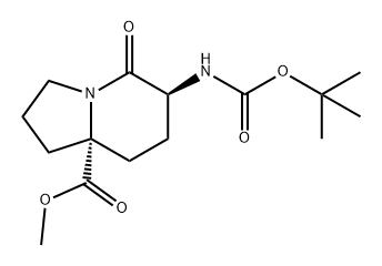 8a(1H)-Indolizinecarboxylic acid, 6-[[(1,1-dimethylethoxy)carbonyl]amino]hexahydro-5-oxo-, methyl ester, (6S,8aR)-|(6S,8AR)-甲基 6-((叔丁氧基羰基)氨基)-5-氧代八氢中氮茚-8A-羧酸盐