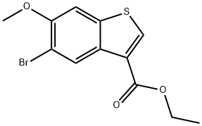 Benzo[b]thiophene-3-carboxylic acid, 5-bromo-6-methoxy-, ethyl ester 化学構造式
