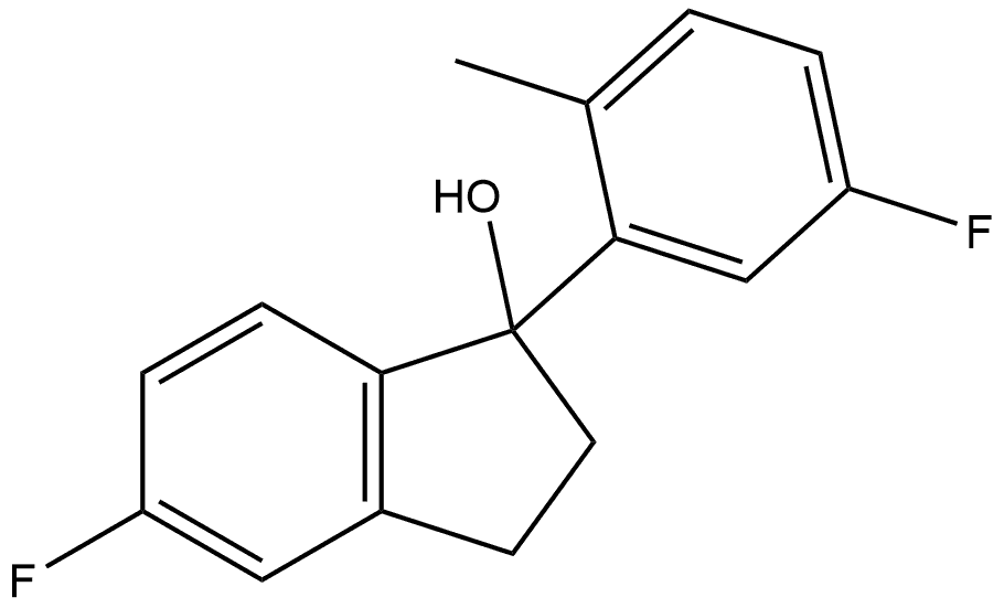 5-Fluoro-1-(5-fluoro-2-methylphenyl)-2,3-dihydro-1H-inden-1-ol Struktur