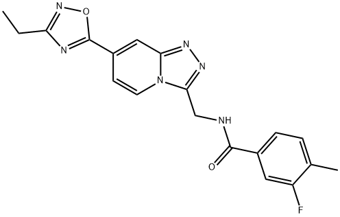 N-{[7-(3-Ethyl-1,2,4-oxadiazol-5-yl)[1,2,4]triazolo[4,3-a]pyridin-3-yl]methyl}-3-fluoro-4-methylbenzamide 结构式