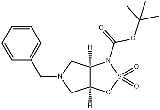 Pyrrolo[3,4-d]-1,2,3-oxathiazole-3(3aH)-carboxylic acid, tetrahydro-5-(phenylmethyl)-, 1,1-dimethylethyl ester, 2,2-dioxide, (3aR,6aS)-,1776113-96-2,结构式