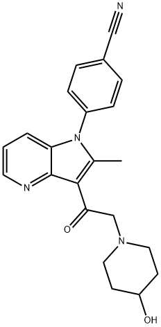 Benzonitrile, 4-[3-[2-(4-hydroxy-1-piperidinyl)acetyl]-2-methyl-1H-pyrrolo[3,2-b]pyridin-1-yl]- Struktur