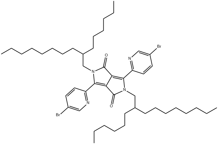 Pyrrolo[3,4-c]pyrrole-1,4-dione, 3,6-bis(5-bromo-2-pyridinyl)-2,5-bis(2-hexyldecyl)-2,5-dihydro- Structure