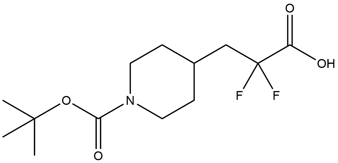 3-(1-(叔丁氧羰基)哌啶-4-基)-2,2-二氟丙酸, 1780590-49-9, 结构式