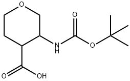 2H-Pyran-4-carboxylic acid, 3-[[(1,1-dimethylethoxy)carbonyl]amino]tetrahydro- Structure