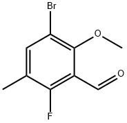 3-溴-6-氟-2-甲氧基-5-甲基苯甲醛, 1781125-98-1, 结构式