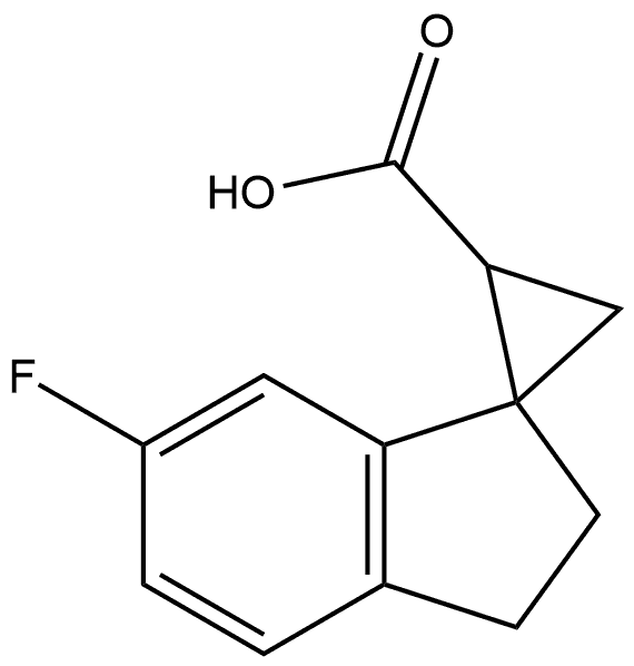 6′-Fluoro-2′,3′-dihydrospiro[cyclopropane-1,1′-[1H]indene]-2-carboxylic acid Struktur