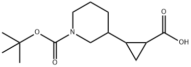 2-{1-[(tert-butoxy)carbonyl]piperidin-3-yl}cyclopropane-1-carboxylic acid 化学構造式