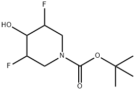tert-butyl
3,5-difluoro-4-hydroxypiperidine-1-carboxylate 化学構造式