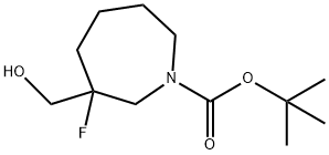 1H-Azepine-1-carboxylic acid, 3-fluorohexahydro-3-(hydroxymethyl)-, 1,1-dimethylethyl ester Structure