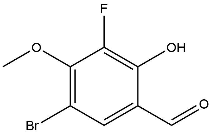 5-Bromo-3-fluoro-2-hydroxy-4-methoxybenzaldehyde 化学構造式