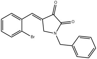 (E)-1-苄基-4-(2-溴亚苄基)吡咯烷-2,3-二酮 结构式