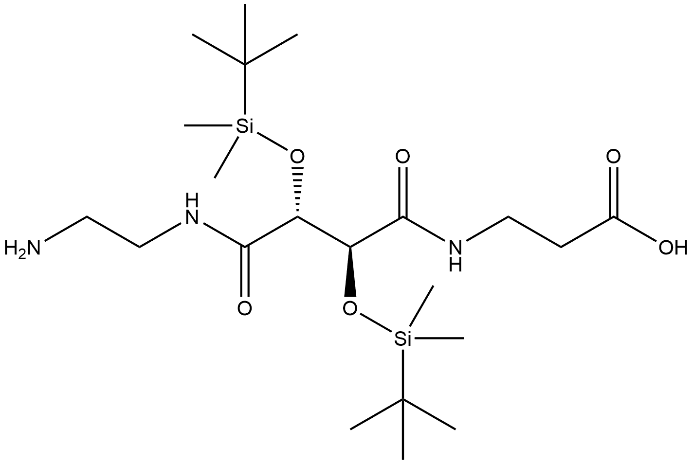 N-[(2S,3R)-4-[(2-Aminoethyl)amino]-2,3-bis[[(1,1-dimethylethyl)dimethylsilyl]oxy]-1,4-dioxobutyl]-β-alanine 结构式
