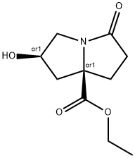 1H-Pyrrolizine-7a(5H)-carboxylic acid, tetrahydro-2-hydroxy-5-oxo-, ethyl ester, (2R,7aR)-rel- Structure