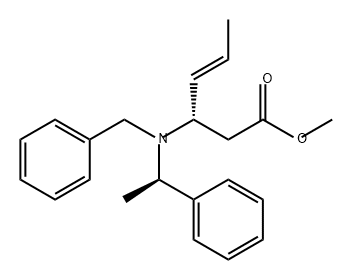 4-Hexenoic acid, 3-[[(1R)-1-phenylethyl](phenylmethyl)amino]-, methyl ester, (3S,4E)- Structure