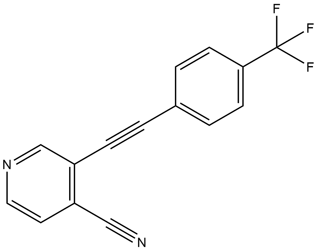 3-[2-[4-(Trifluoromethyl)phenyl]ethynyl]-4-pyridinecarbonitrile 结构式