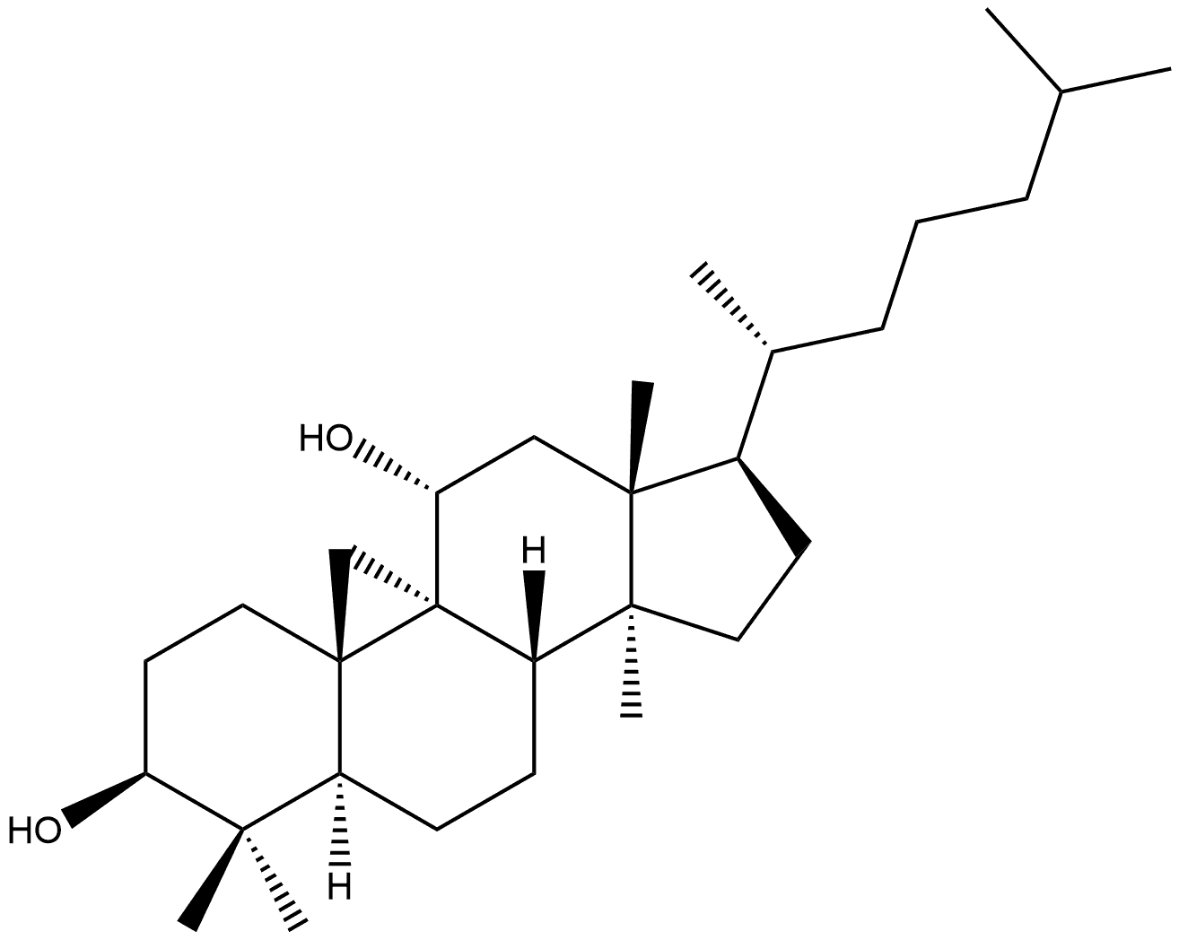 9,19-Cyclo-9β-lanostane-3β,11α-diol (7CI,8CI) 结构式